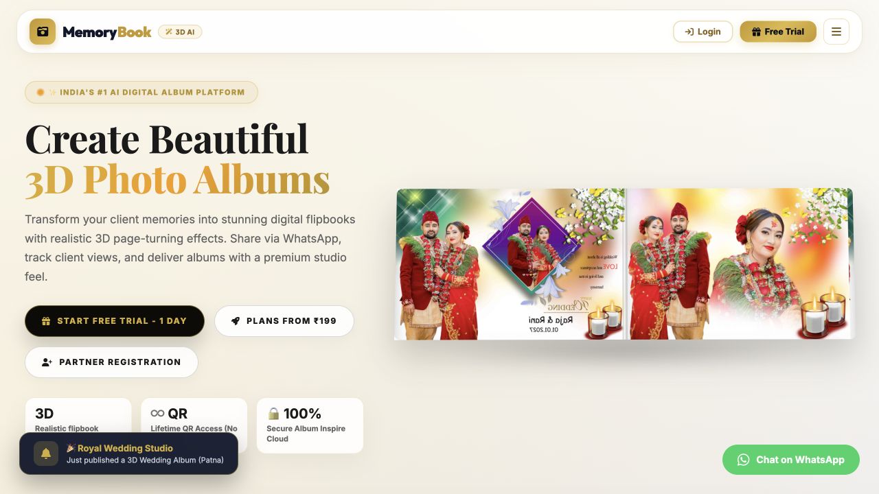 Actual AI Memory Book website — homepage preview