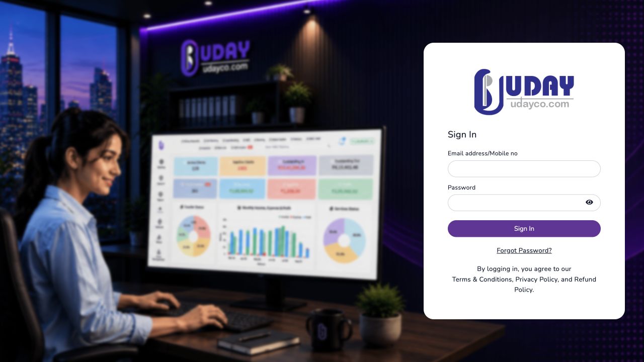 Actual Uday Group Portal website — public sign-in page